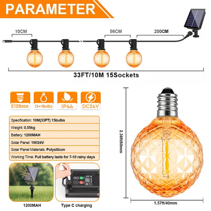 Diamond Shaped Plastic Outdoor Solar String Light