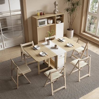 Luxury Folding Dining Table Set W/2-4-6 Folding Chairs
