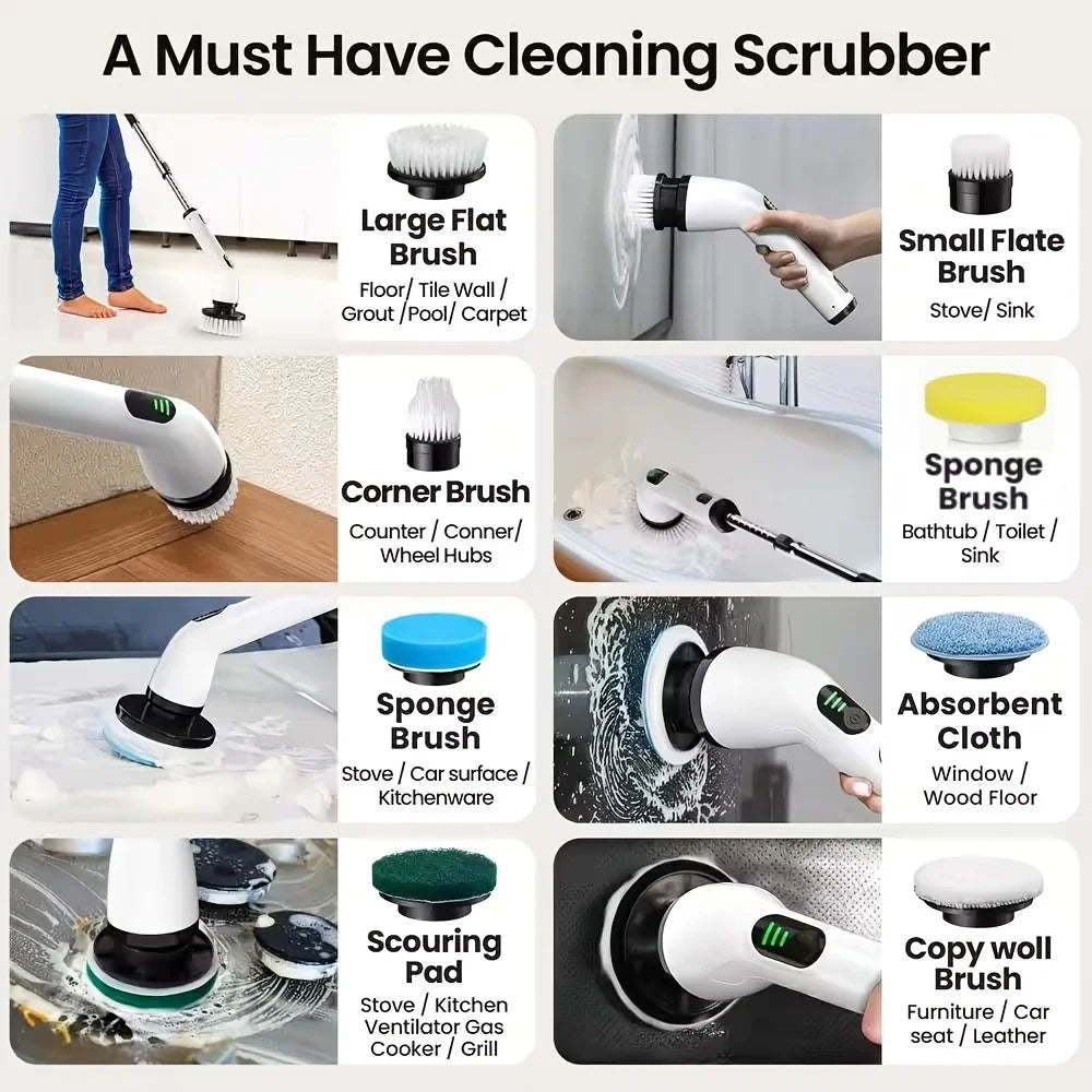 9-in-1 USB Rechargeable Electric Cleaning Brush