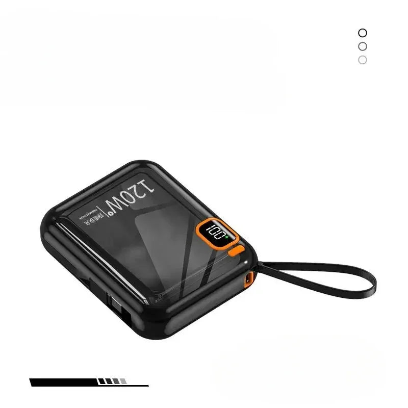 120W Power Bank 50000mah Portable High Capacity Cable Two-way Fast Charging Mini 2in1 Wire Powerbank For Iphone Samsung Xiaomi