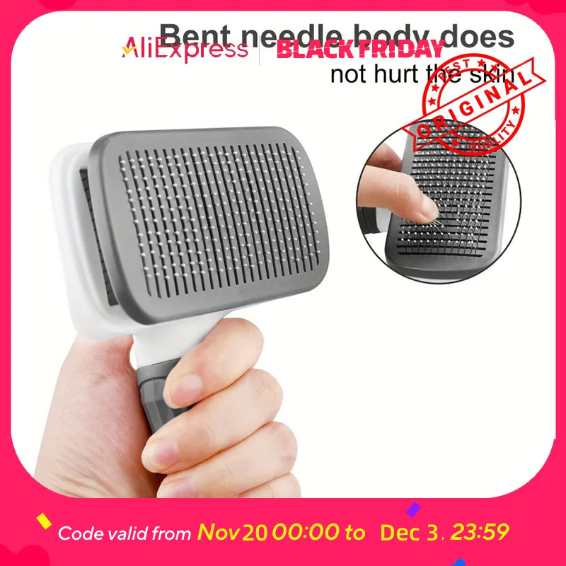 One-Button Pet Deshedding Brush - Detangles & Removes Loose Hair for Dogs & Cats, Easy Clean, Ergonomic Grip
