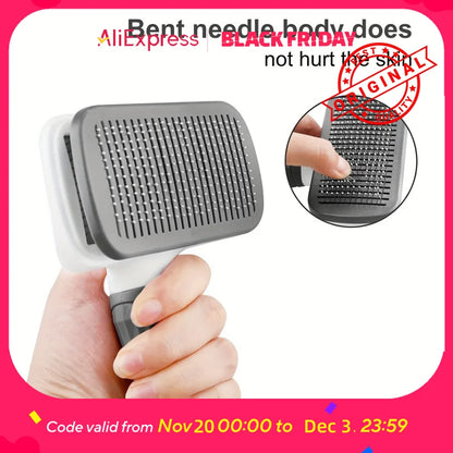 One-Button Pet Deshedding Brush - Detangles & Removes Loose Hair for Dogs & Cats, Easy Clean, Ergonomic Grip