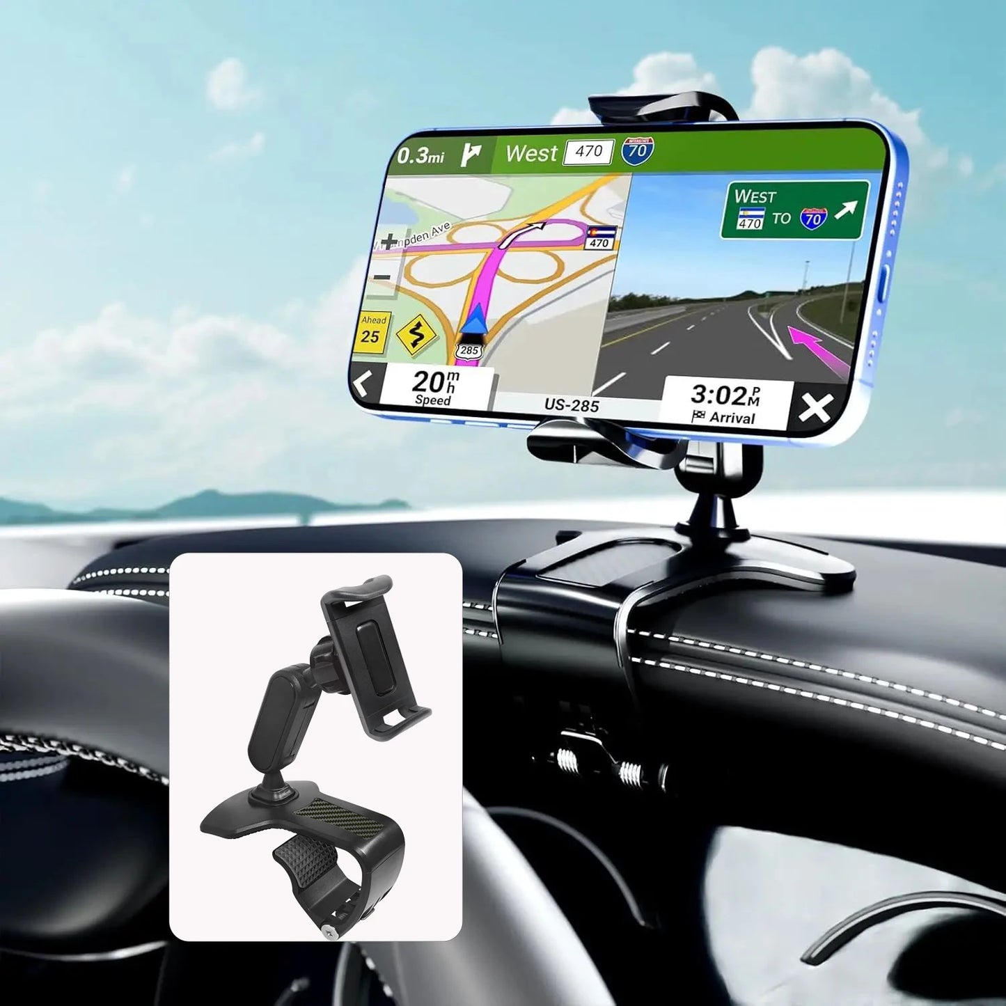 360 Degree Rotation Dashboard Cell Phone Holder