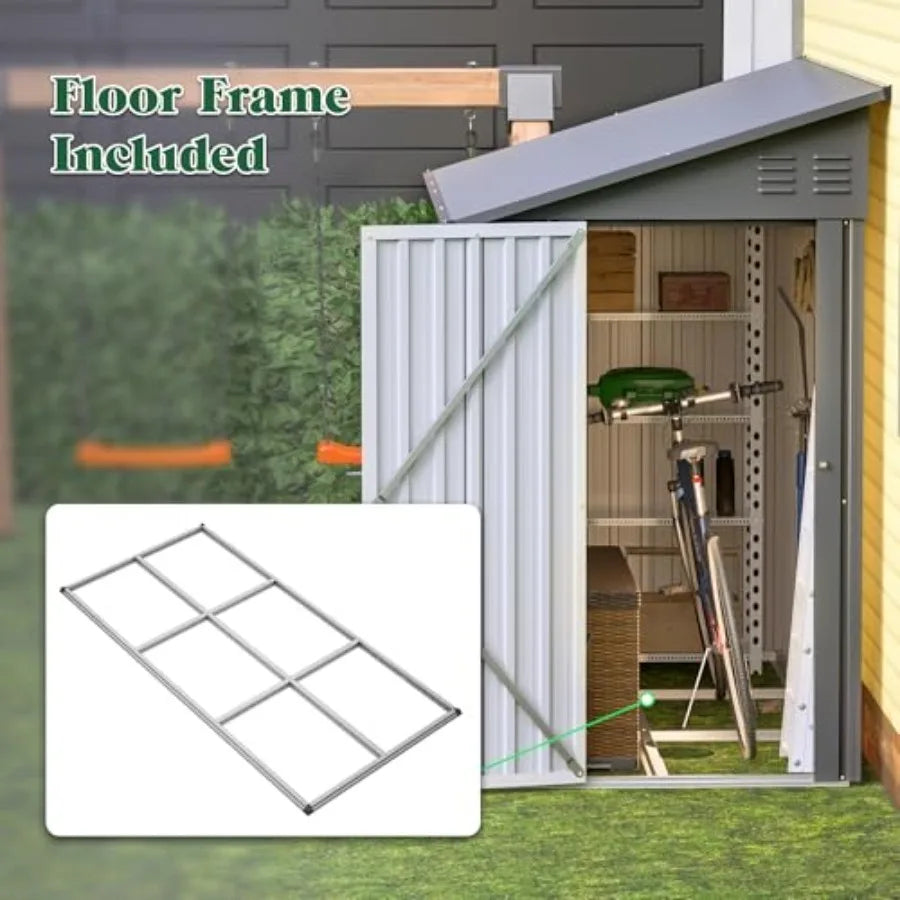 4'x8' Metal Lean To Lockable Shed