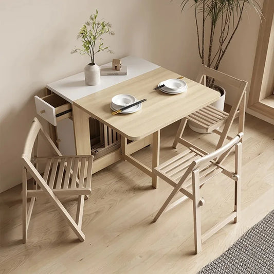 Luxury Folding Dining Table Set W/2-4-6 Folding Chairs