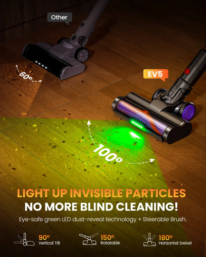 Erabros EV5 70KPA Ultra-Strong Cordless Vacuum Cleaner 550W 80Mins Runtime Wireless Vacuum Cleaner with 4 Modes & Smart Display