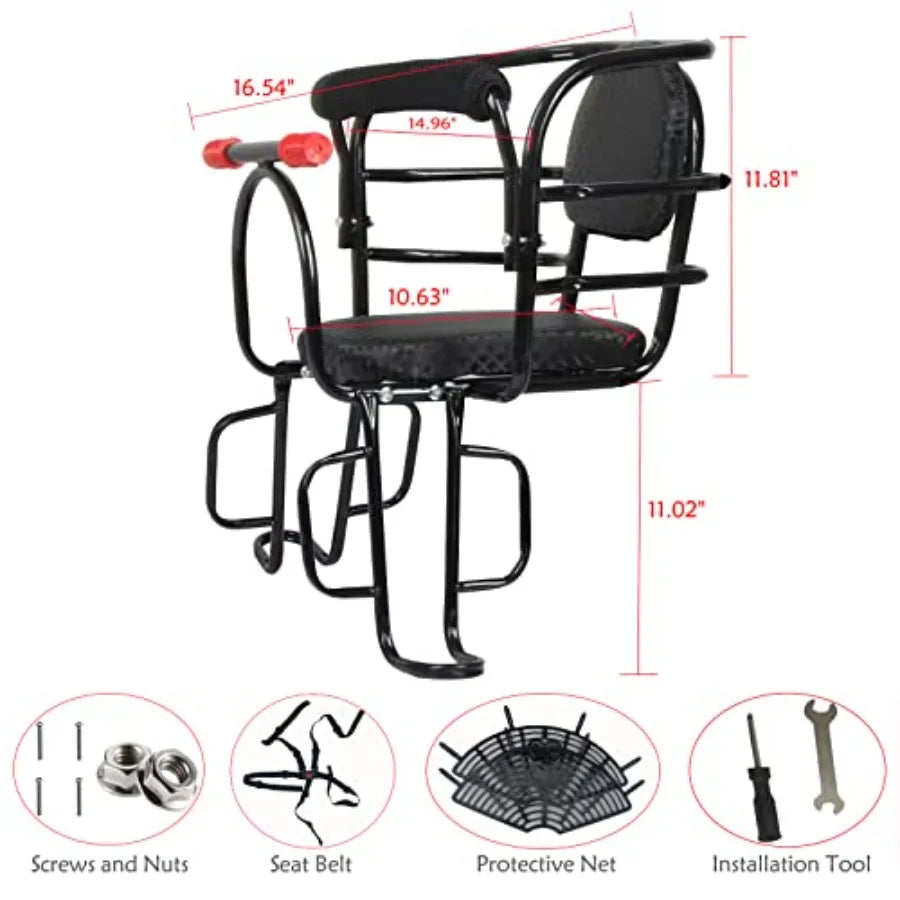Rear Kid's Bike SeatBack Mount Child Bike Seat Attachment for Adult Bike Outdoor Bike Seat for Toddlers and Up to 110lb