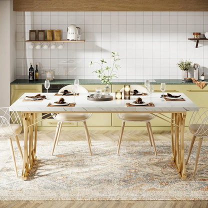 Modern Dining Table, 63" Large Kitchen Table for 4-6 People,
