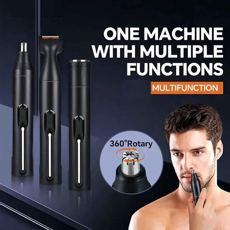 Professional Grooming Kit, USB Rechargeable Nose & Ear Hair Trimmer, Beard and Eyebrow Razor, Men'S Personal Care Tools 4 in 1