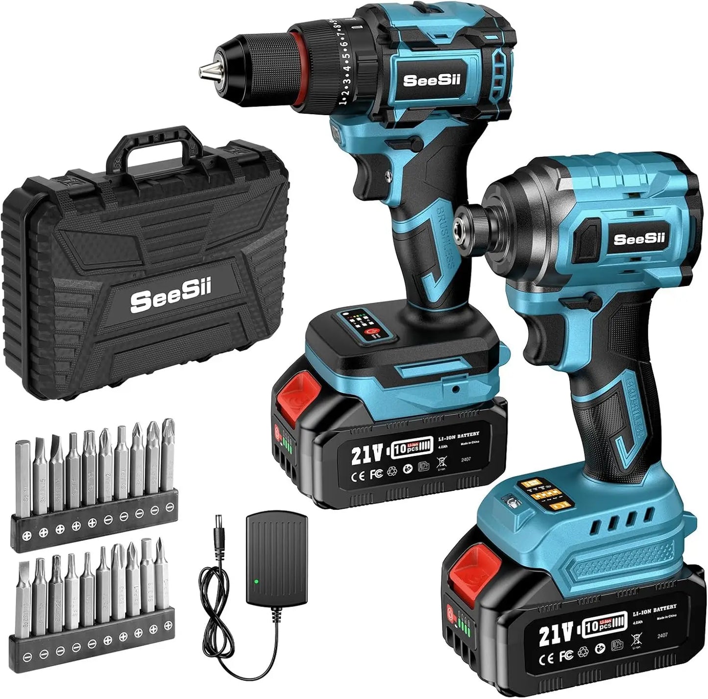 21V Drill and Driver Cordless w/batteries & acces
