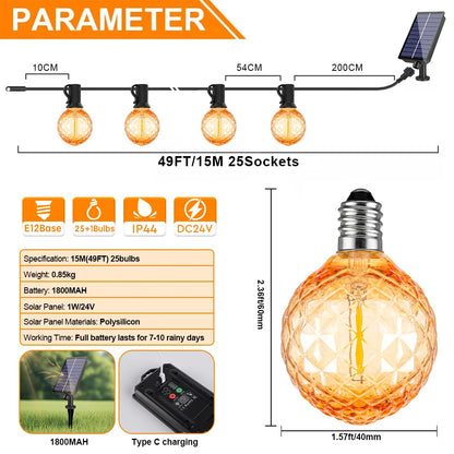 Diamond Shaped Plastic Outdoor Solar String Light