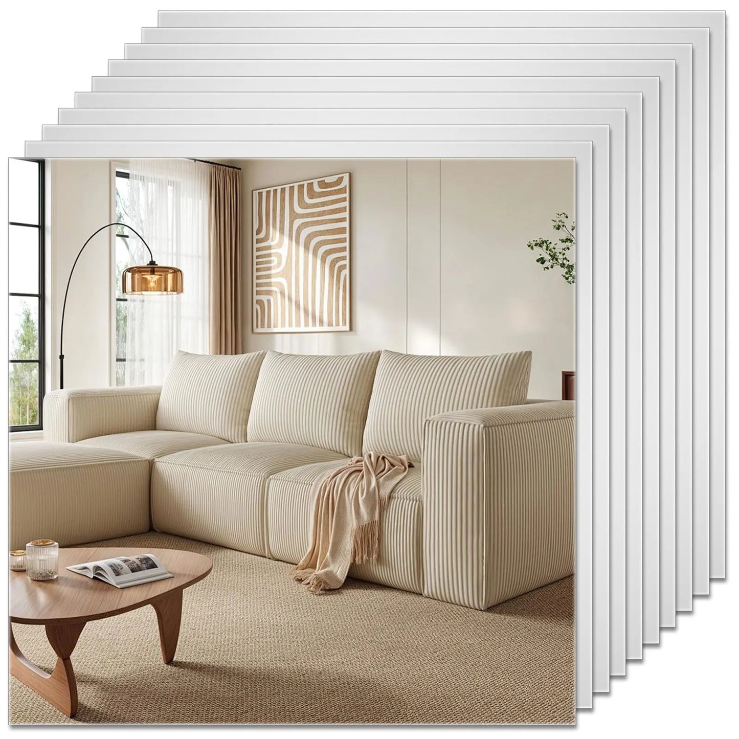 20 PCs 20 cm x20 cm Mirror Wall Stickers Acrylic