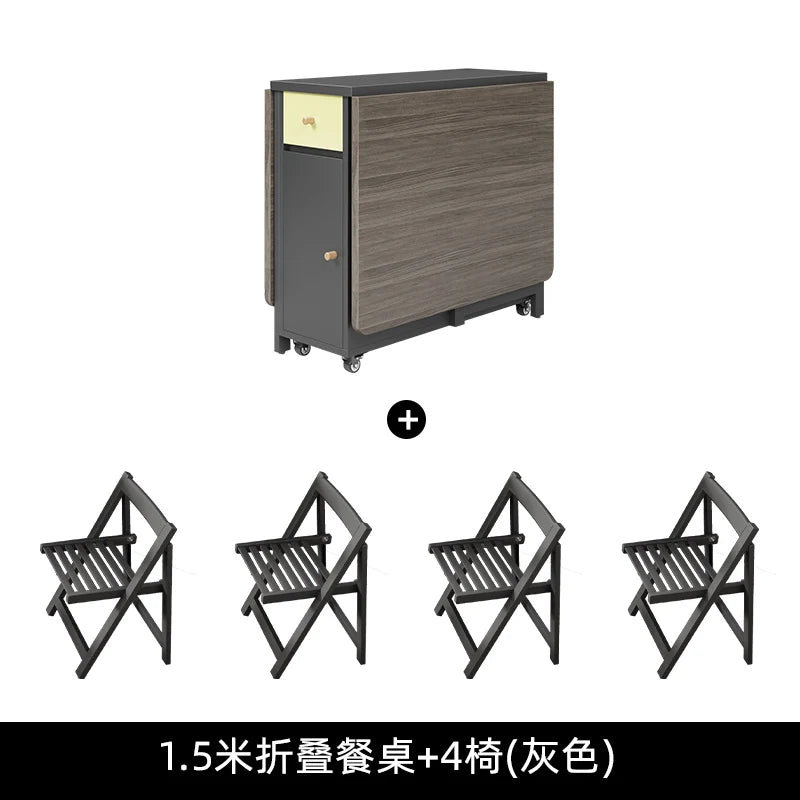 Luxury Folding Dining Table Set W/2-4-6 Folding Chairs
