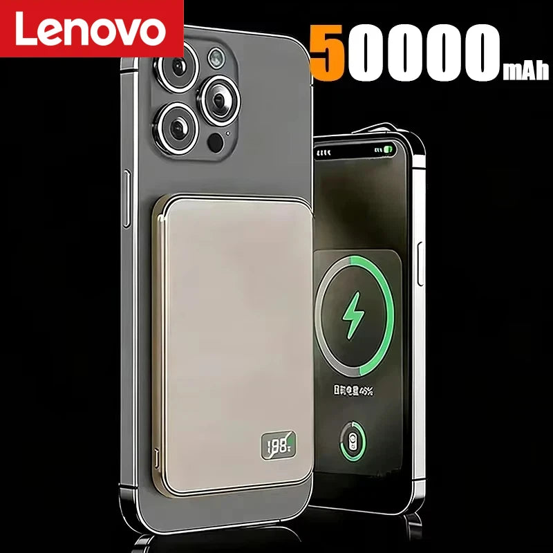 Lenovo 500000mAh Magnetic Power Bank PD22.5W Super Fast Charging Portable External Battery for Magsafe For Iphone Samsung Huawei